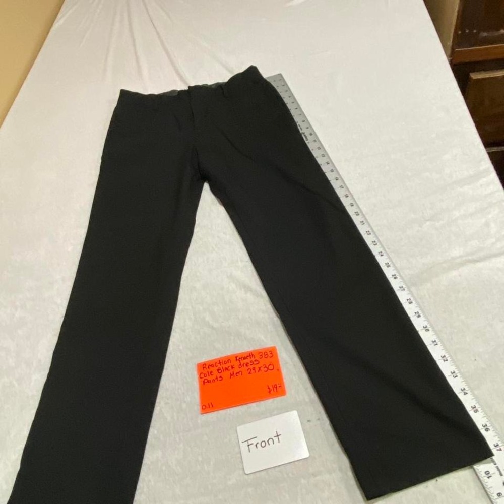 Reaction Kenneth Cole Black straight leg dress pants men 29X30 pockets. SKU383